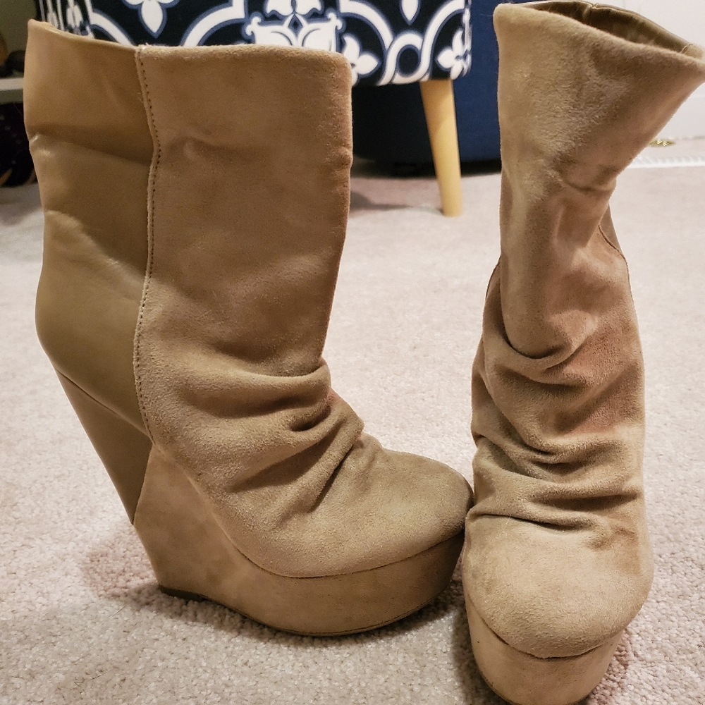 Beige fall boots